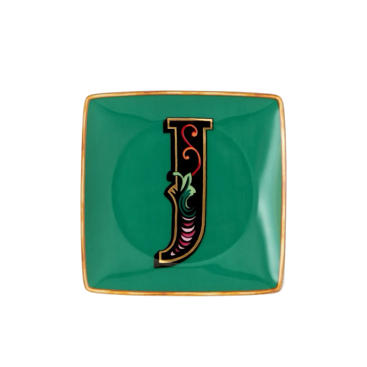 Versace Alphabet Porcelain Plate - Letter J monogram decorative dish by Rosenthal