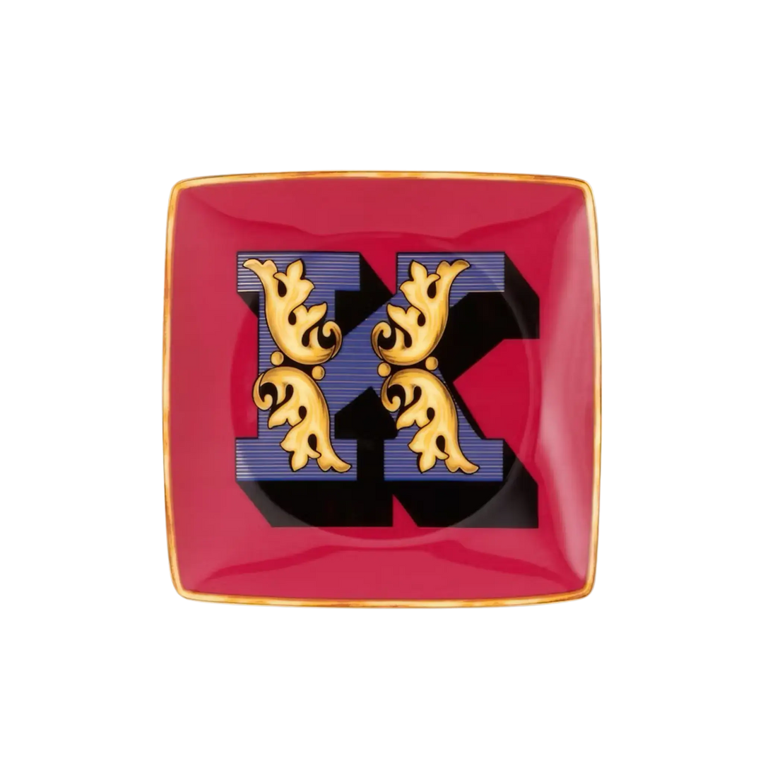 Versace Alphabet Porcelain Plate - Letter K monogram decorative dish by Rosenthal