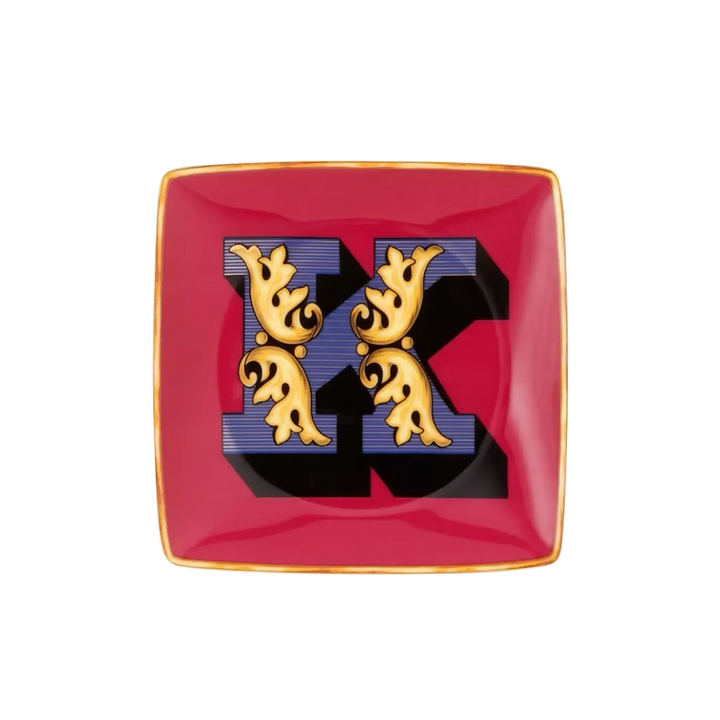 Versace Alphabet Porcelain Plate - Letter K monogram decorative dish by Rosenthal