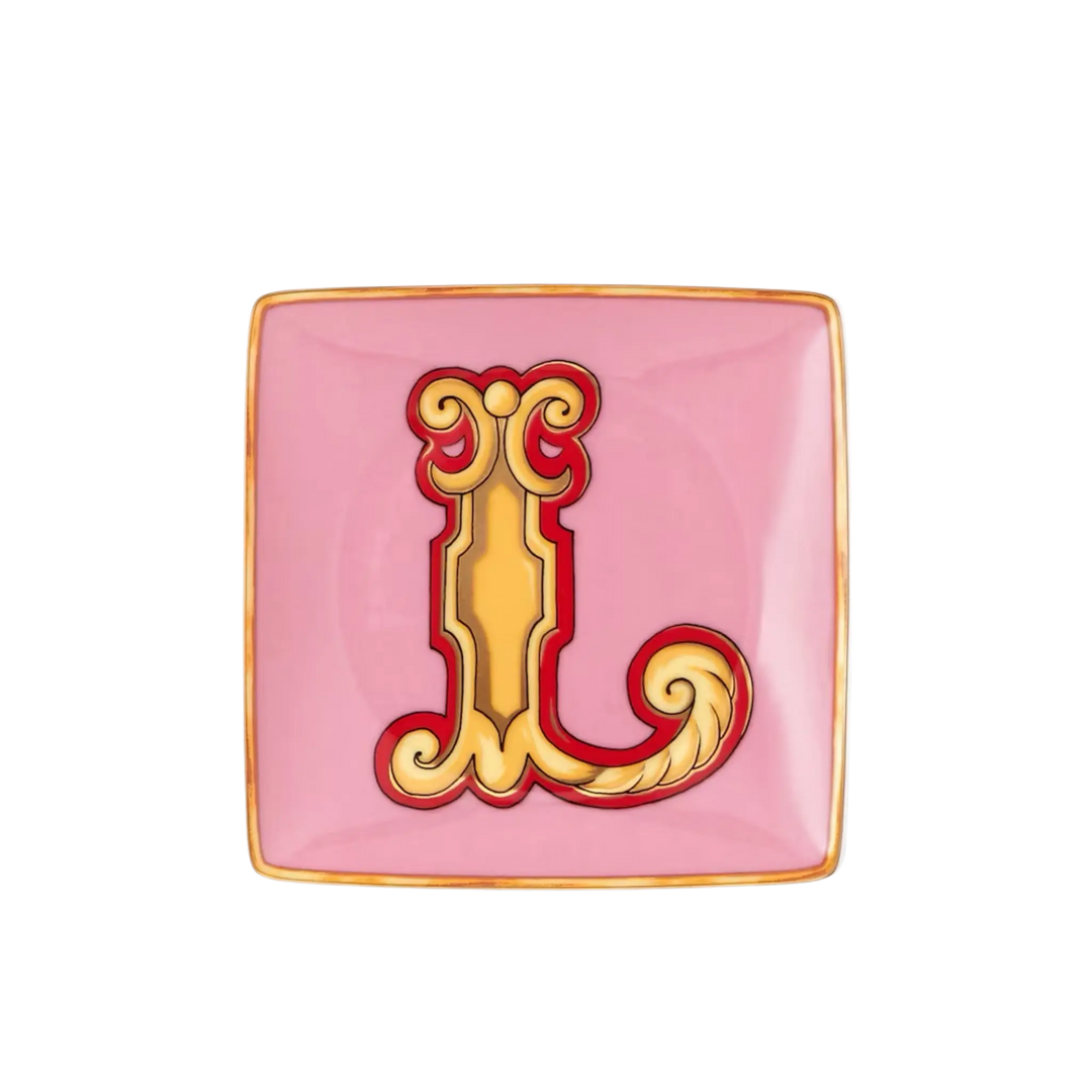 Versace Alphabet Porcelain Plate - Letter L monogram decorative dish by Rosenthal