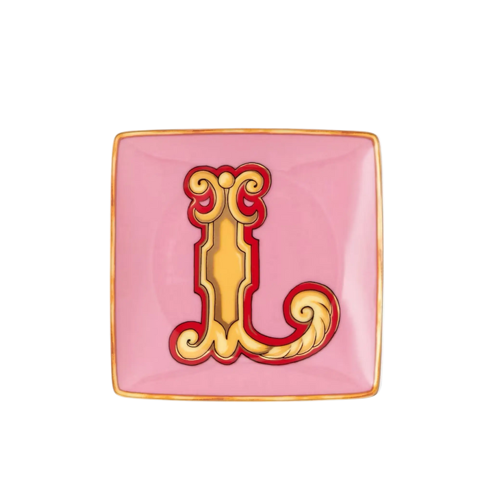 Versace Alphabet Porcelain Plate - Letter L monogram decorative dish by Rosenthal