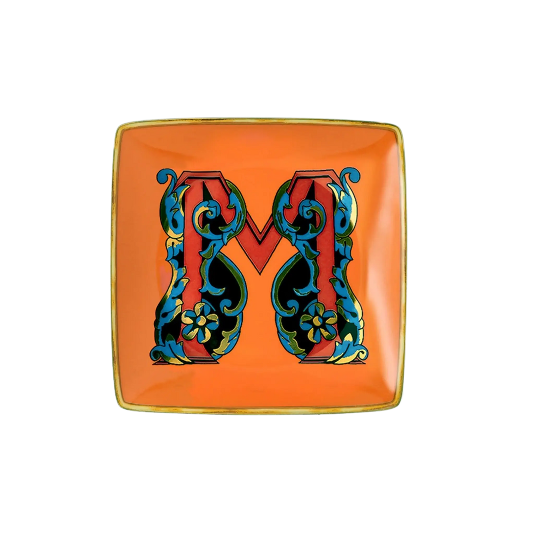 Versace Alphabet Porcelain Plate - Letter M monogram decorative dish by Rosenthal