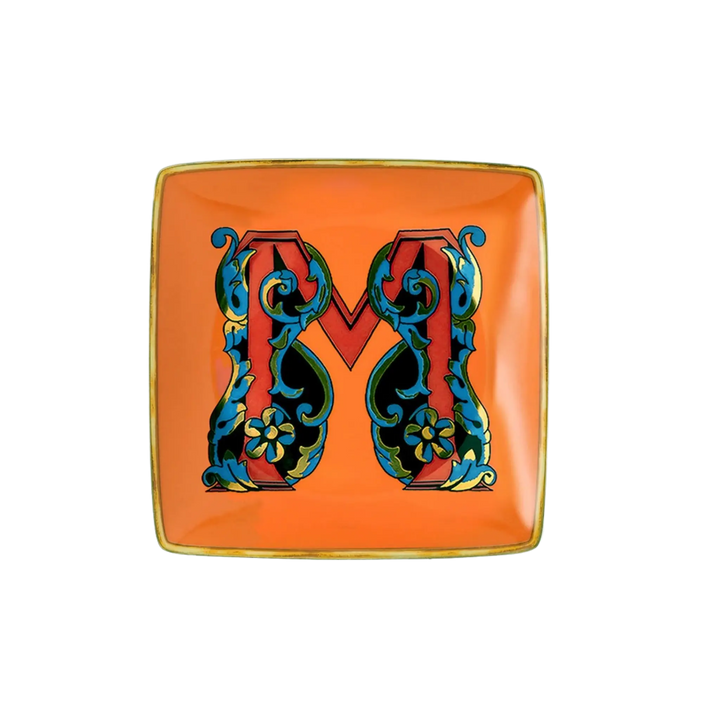 Versace Alphabet Porcelain Plate - Letter M monogram decorative dish by Rosenthal