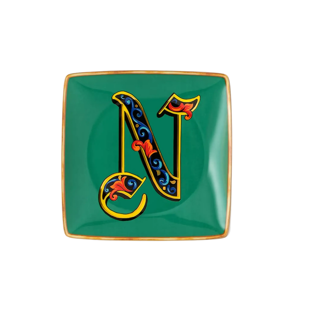 Versace Alphabet Porcelain Plate - Letter N monogram decorative dish by Rosenthal