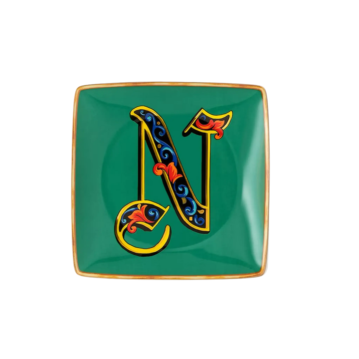 Versace Alphabet Porcelain Plate - Letter N monogram decorative dish by Rosenthal
