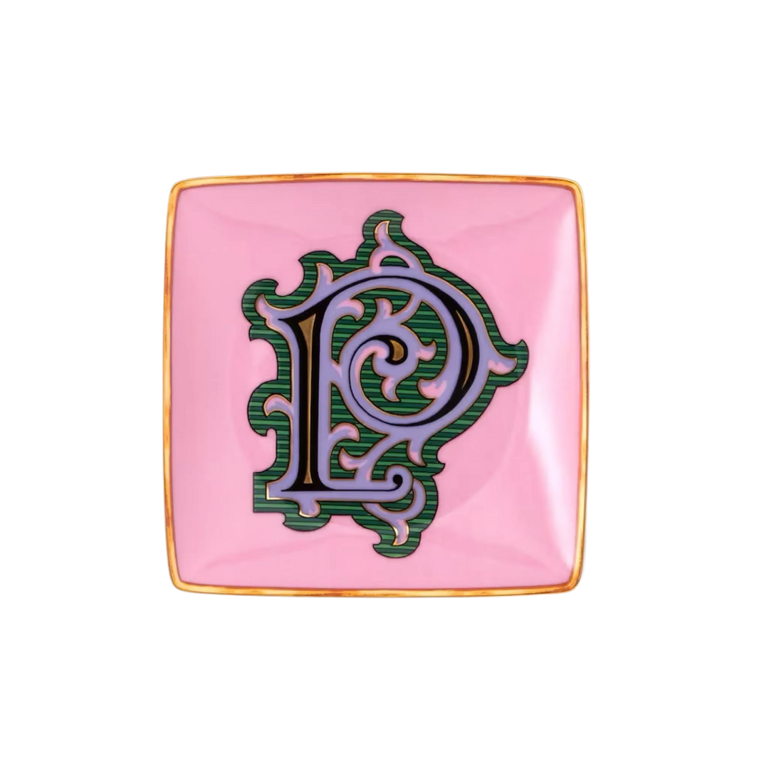 Versace Alphabet Porcelain Plate - Letter P monogram decorative dish by Rosenthal