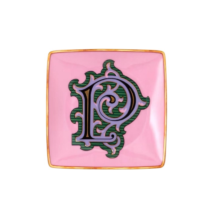 Versace Alphabet Porcelain Plate - Letter P monogram decorative dish by Rosenthal