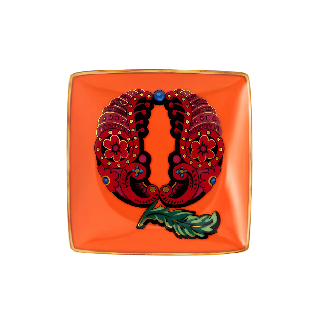 Versace Alphabet Porcelain Plate - Letter Q monogram decorative dish by Rosenthal