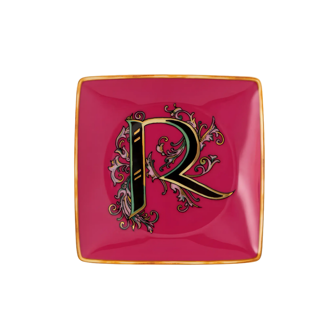 Versace Alphabet Porcelain Plate - Letter R monogram decorative dish by Rosenthal