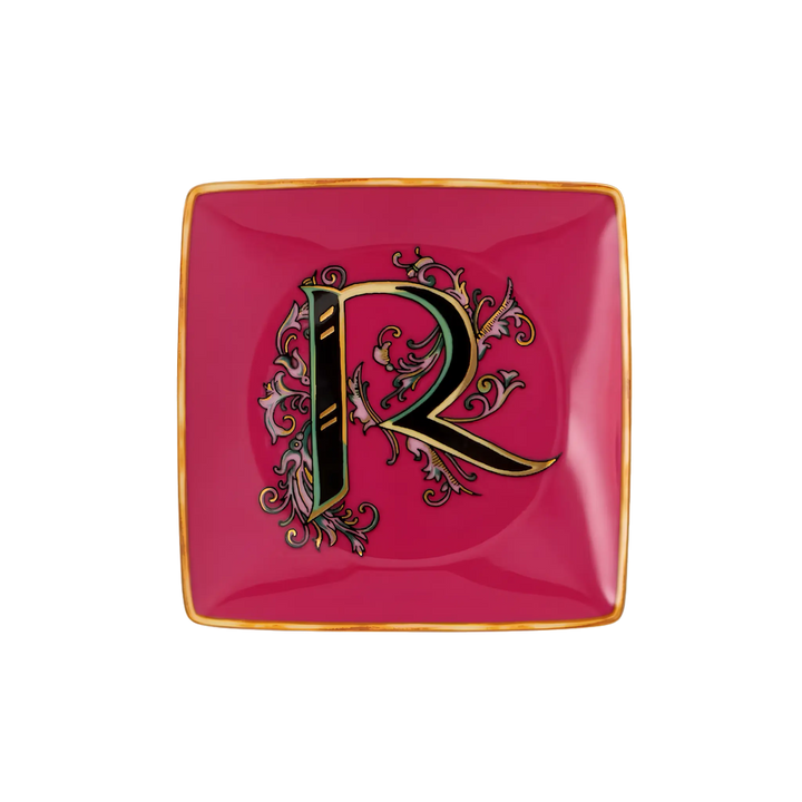 Versace Alphabet Porcelain Plate - Letter R monogram decorative dish by Rosenthal