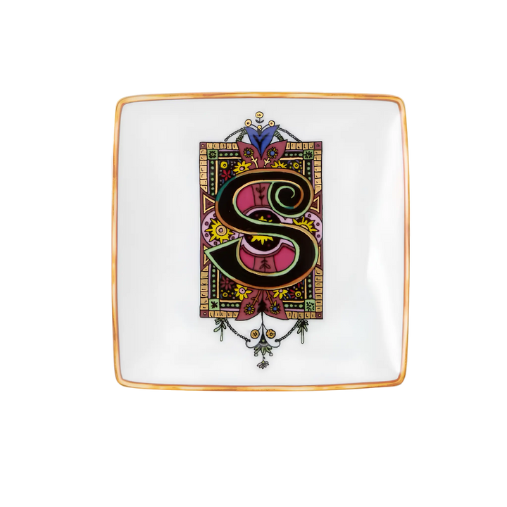 Versace Alphabet Porcelain Plate - Letter S monogram decorative dish by Rosenthal