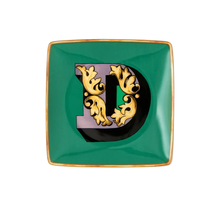 Versace Alphabet Porcelain Plate - Letter D monogram decorative dish by Rosenthal