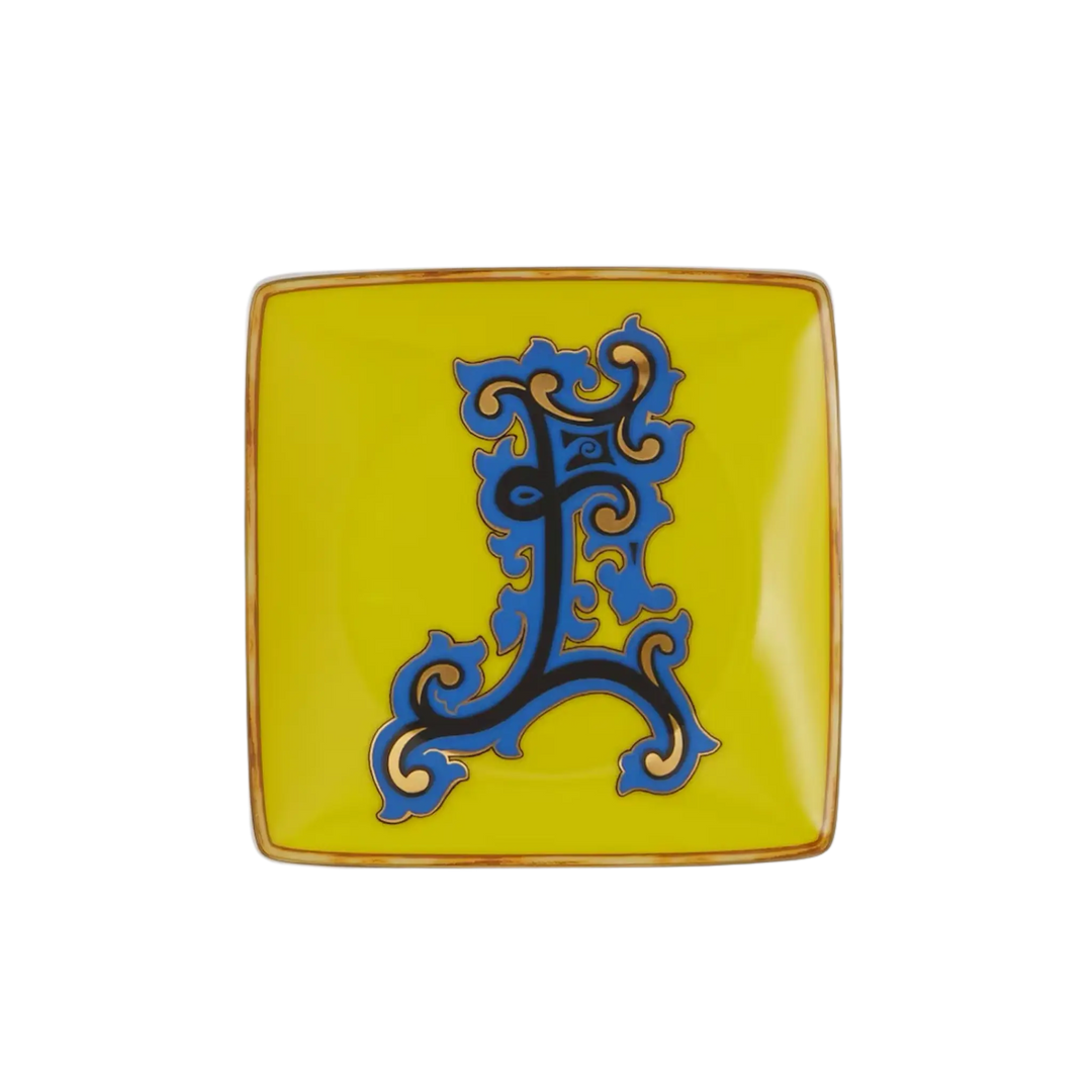 Versace Alphabet Porcelain Plate - Letter F monogram decorative dish by Rosenthal