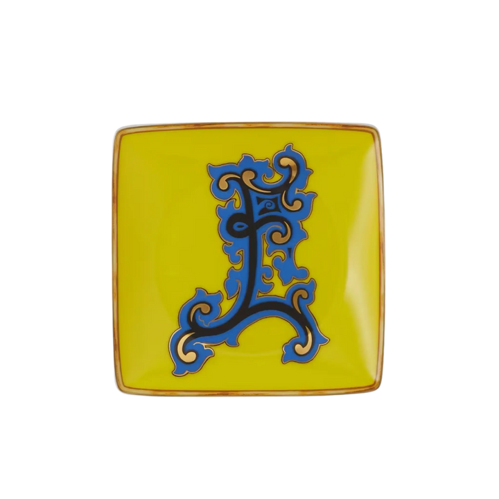Versace Alphabet Porcelain Plate - Letter F monogram decorative dish by Rosenthal