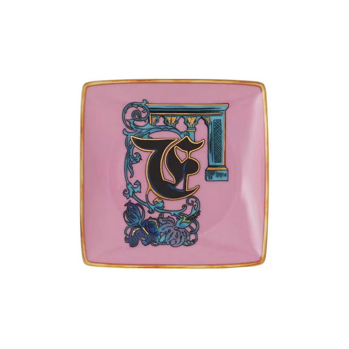 Versace Alphabet Porcelain Plate - Letter E monogram decorative dish by Rosenthal