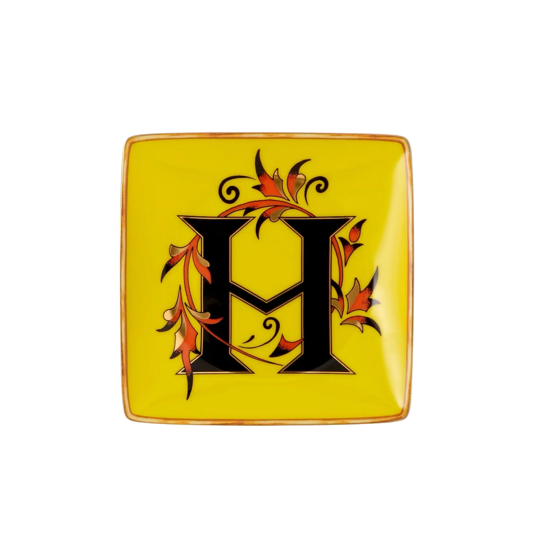 Versace Alphabet Porcelain Plate - Letter H monogram decorative dish by Rosenthal