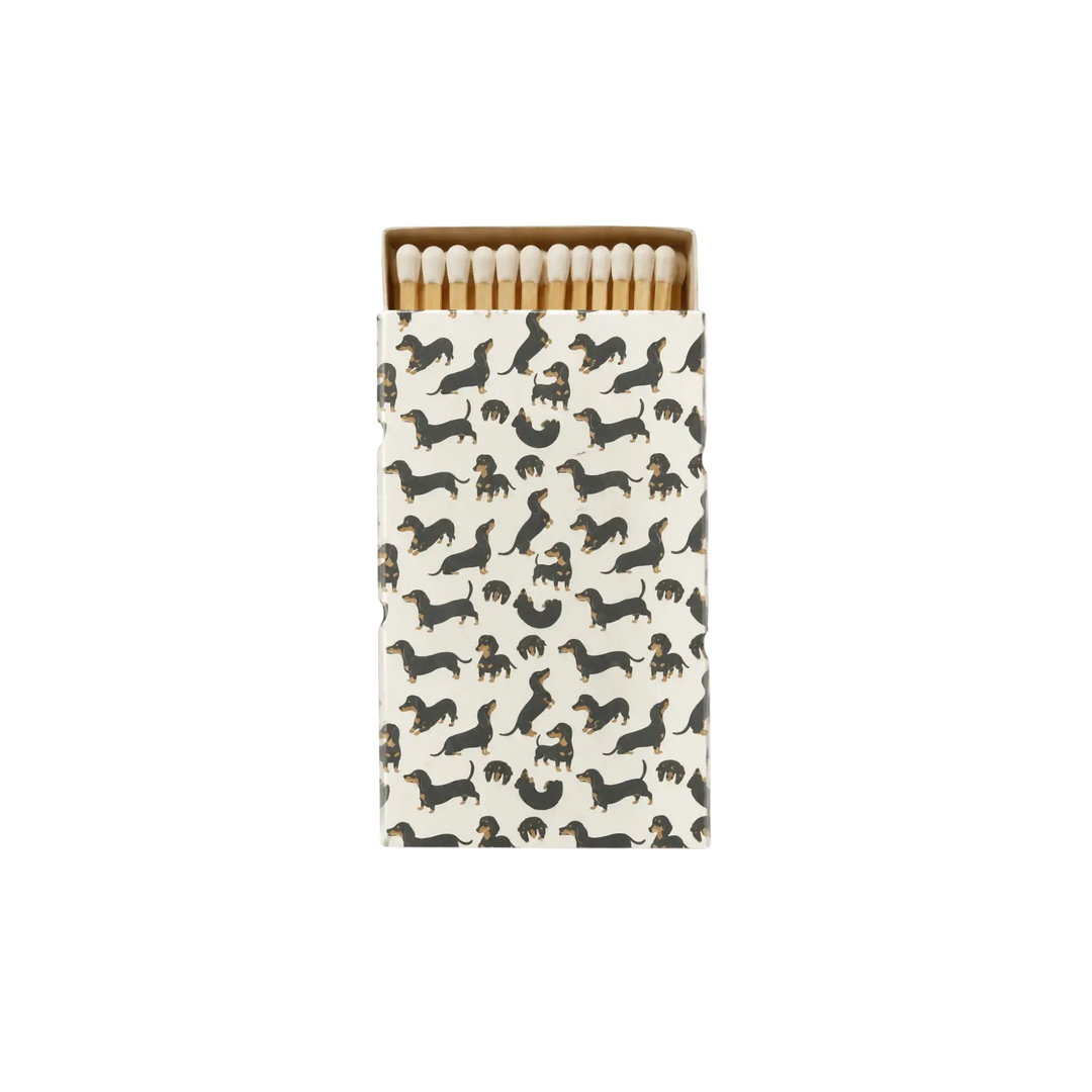 Saint Austin Dachshund Match Box - decorative matchbox with allover dachshund dog pattern