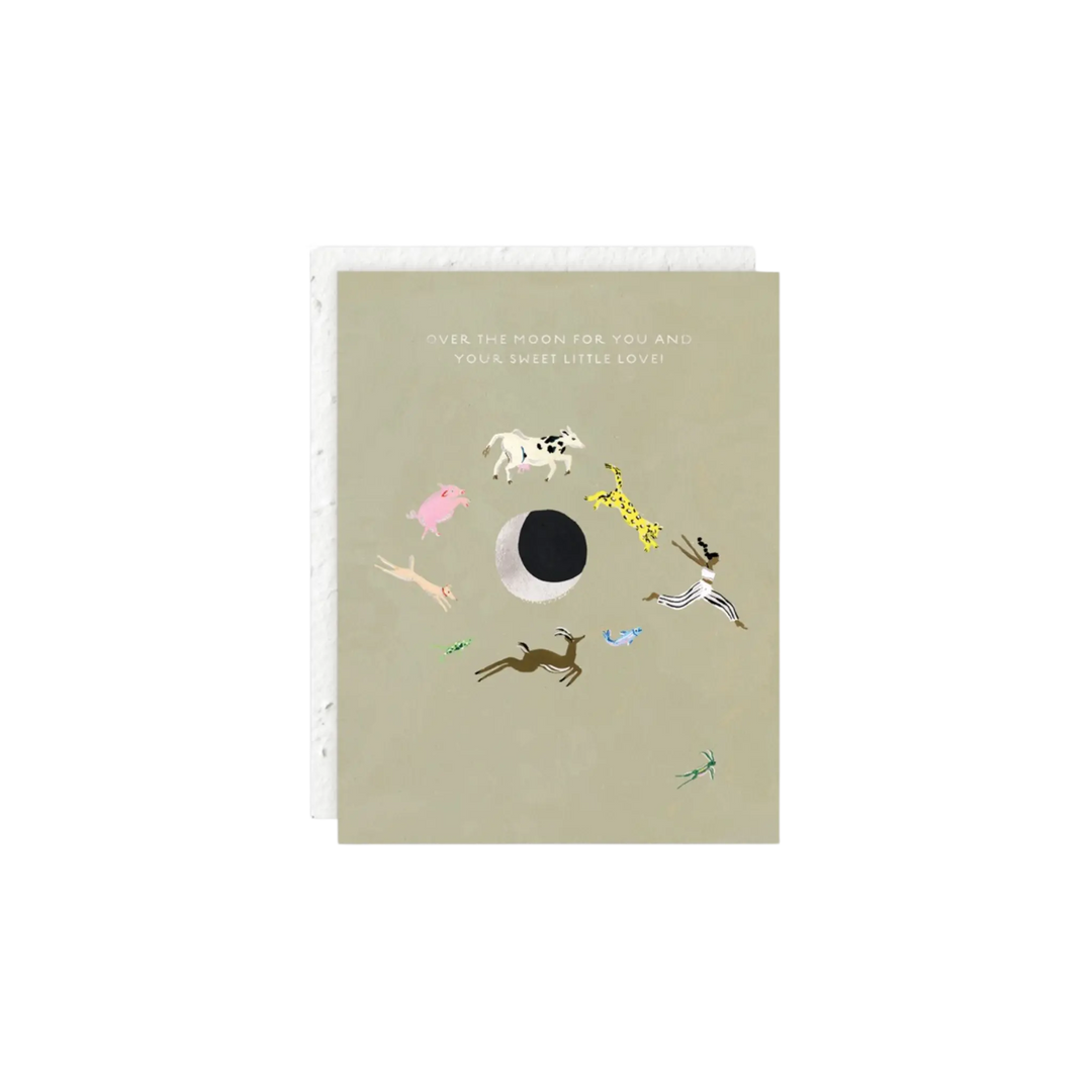 Over the Moon for You Baby Card by Seedlings