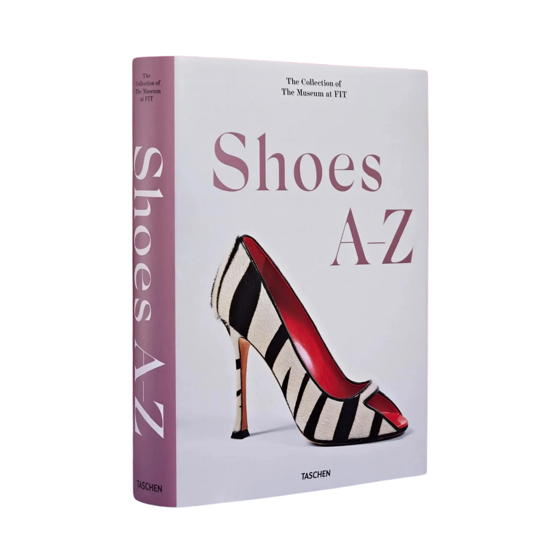 Shoes A-Z. The Collection of The Museum at FIT by Taschen, lilac cover with a zebra print stiletto pump