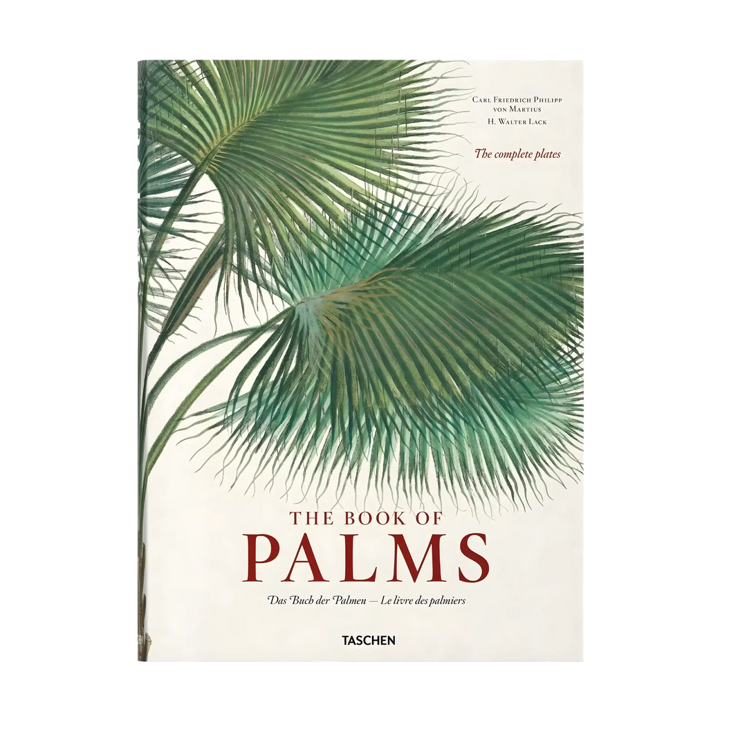 The Book of Palms by Carl von Martius, Taschen hardcover with a green palm frond illustration on a cream cover