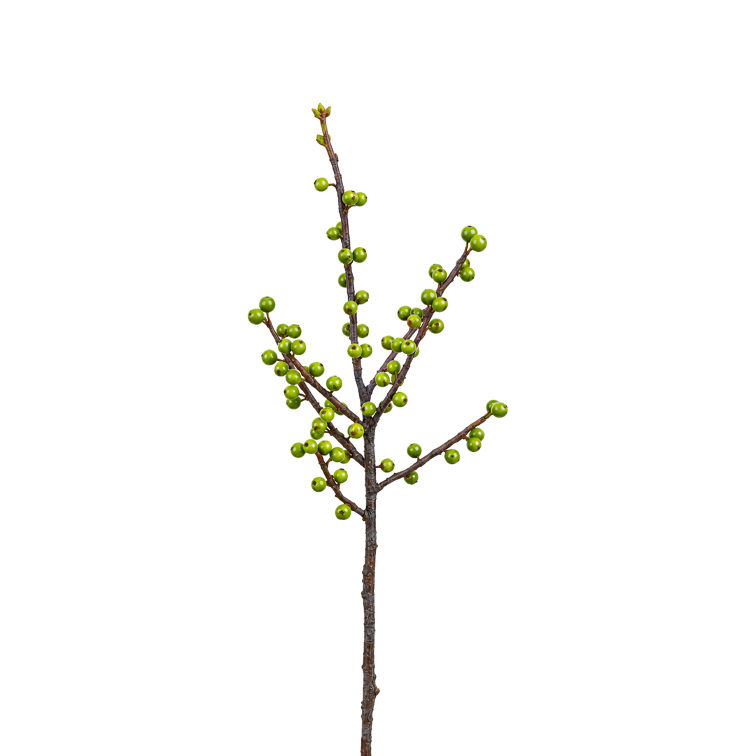 Winward 17.5 inch green Christmas berry branch pick on a dark brown twig, from Mood by DMJ