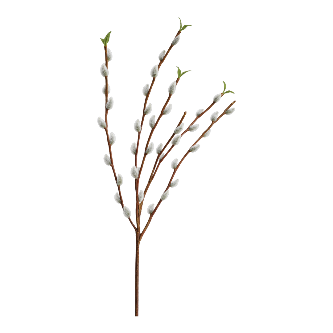 Winward natural touch pussy willow stem, a 36 inch faux branch with cream catkins on reddish brown stems, from Mood by DMJ